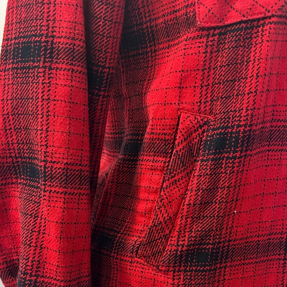 Women's Red Plaid Button Down Shirt - Picture 4 of 4